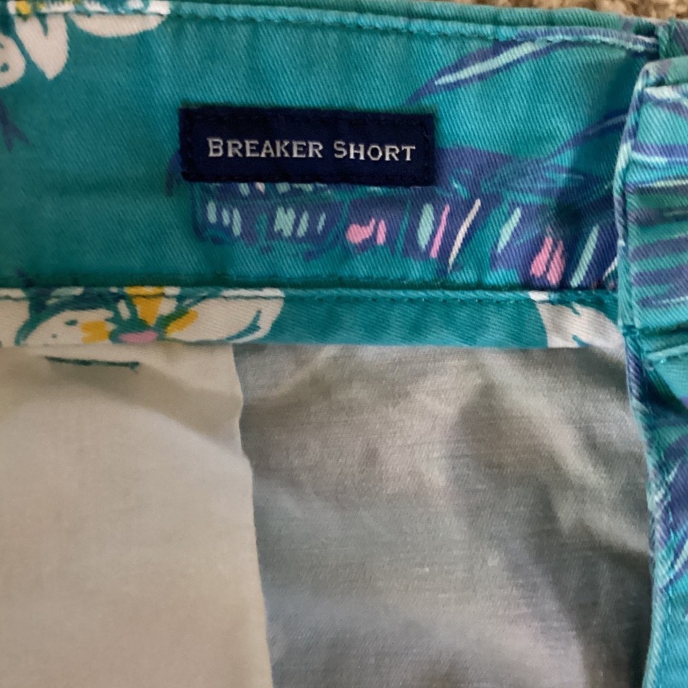 Vineyard Vines Mens Breaker Shorts Size 38 Teal Blue Tropical Floral Palm Print - Picture 4 of 7